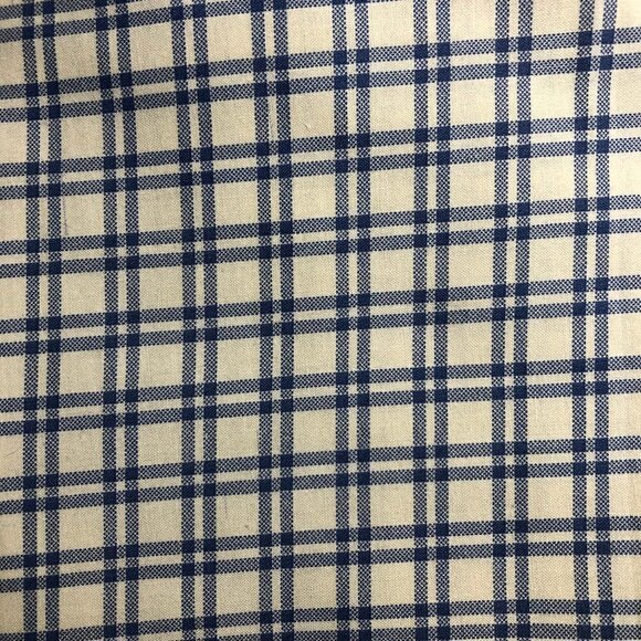 Quilt Cotton Fabric Material - Just shy 6 yards Blue Cream Check #427-3 - Picture 1 of 4